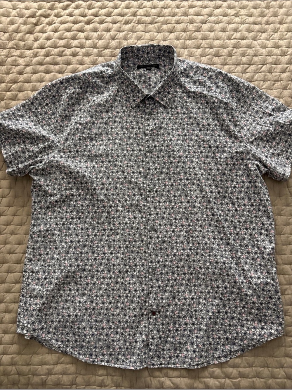 John Varvatos Star U.S.A. Floral Short Sleeve Button Down Shirt Mens XXL White